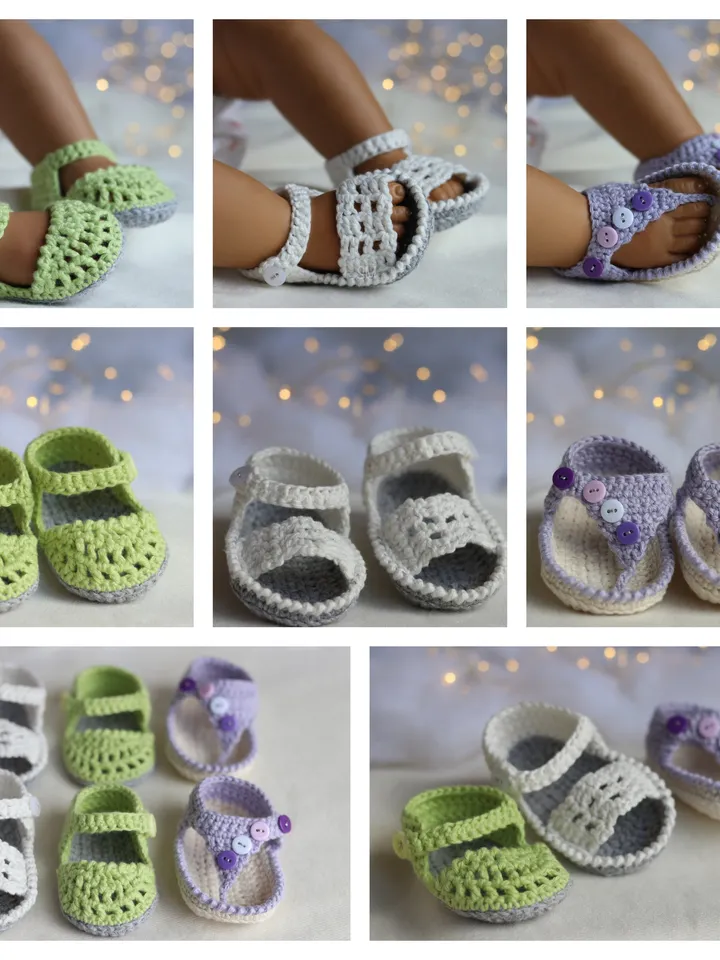 Newborn sandals, Cotton crochet baby first shoes, Summer newborn footwear, Baby shower gift, Popular right now