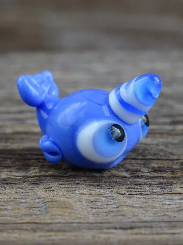 Narwhal miniature Narwhal figurine Glass figurines Whale figurines Tiny glass animals Miniature animals Blown glass art Terrarium Dollhouse