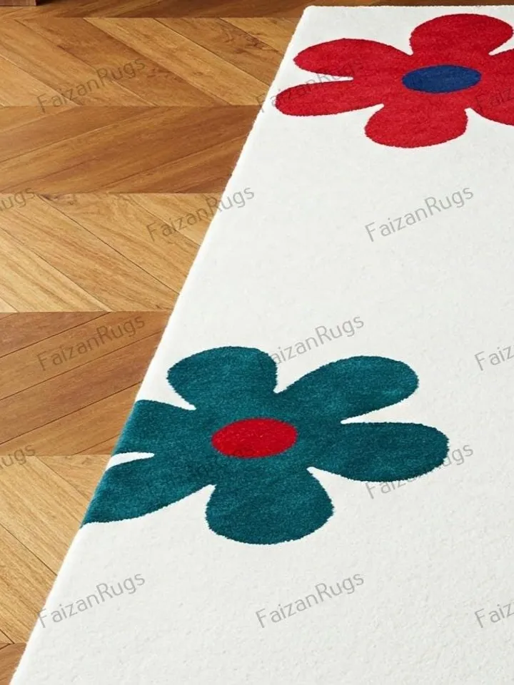Buy 10x14 White rug, Pink floral rug, 8x10,9x12,10x14, Handmade, area rug, Living room, Dining, kids rug, pink theme, house warming gift