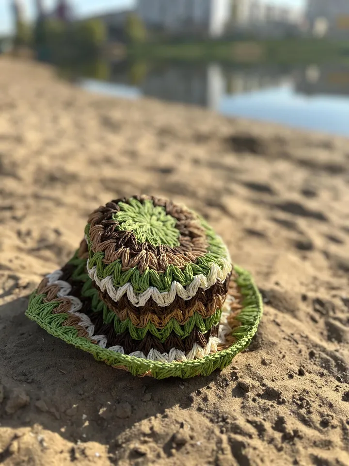 Crochet pattern raffia bucket hat PDF digital instant download, video tutorial, summer hat, cap, women hat, wave hat
