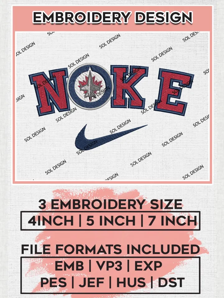 Nike Winnipeg Jets Machine Embroidery Files, NHL Winnipeg Jets Embroidery Designs, NHL Jets Logo, NHL Machine Embroidery Designs, Digital Download