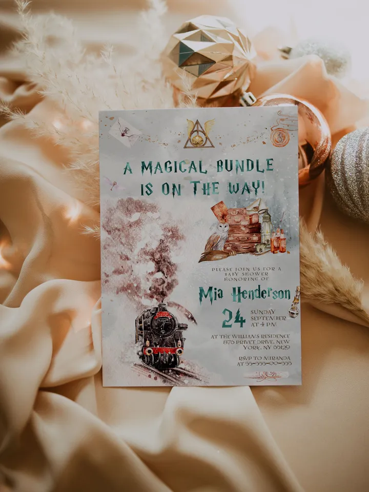 DIY Wizarding World Baby Shower iNVITATION; Magic School Baby Shower Template; School of Wizard Baby Shower invitation template; ms7