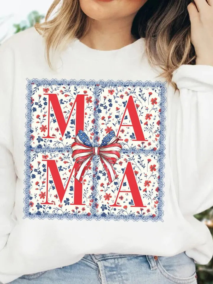 Retro Coquette Boho Mama PNG, 4th of July PNG, Fourth of July png, Bow Floral Mama Png, Sublimation, Digital Download, USA America Freedom