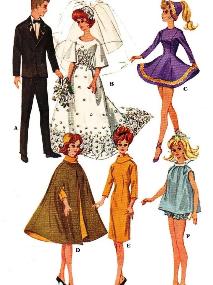 Copy McCalls 6420 Vintage Barbie and Ken Sewing Pattern Wardrobe Clothes for Dolls 11-1/2" - 12" Digital Download PDF