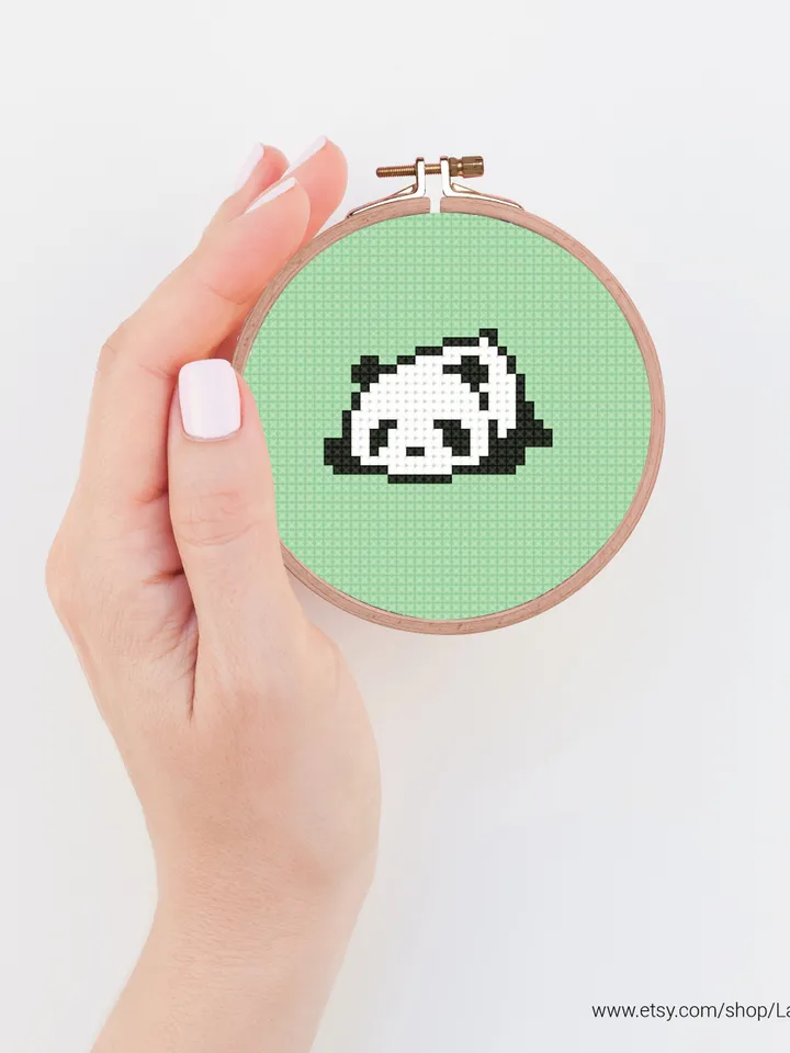 Bundle of 8 mini cute pandas Cross stitch patterns contemporary panda animals beginner counted modern chart gift DIY embroidery instant PDF