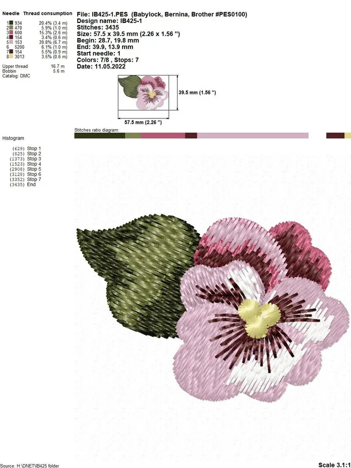 Set of spring flowers with 3D elements Floral pattern Flower machine embroidery design 3D floral motif 3D flowers digital pattern clothing
