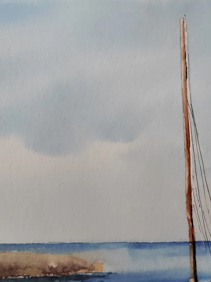 Original Watercolor Painting Water Landscape Art Boat on the Lake Artwork Boats Pictures 30x40 cm by SoftWaves
