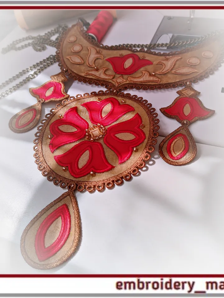 In the hoop embroidery design a set of designs for jewelry Tulip by Embroidery Manavi 05