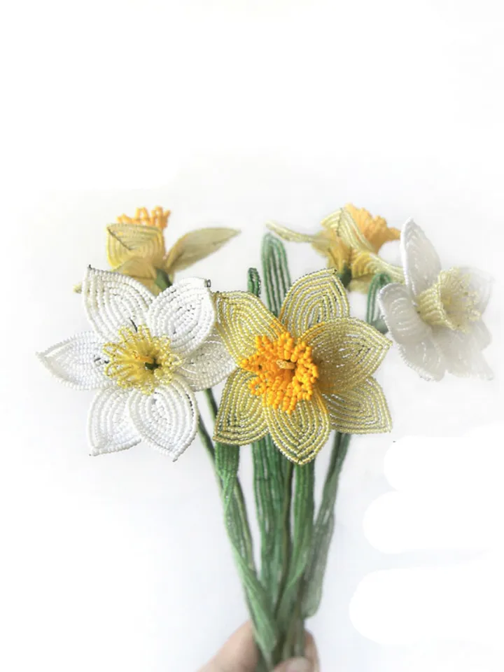 Beaded Lilac, Tulip, Narcissus pattern | Beaded Flowers pattern | Seed bead patterns | Beadwork pattern