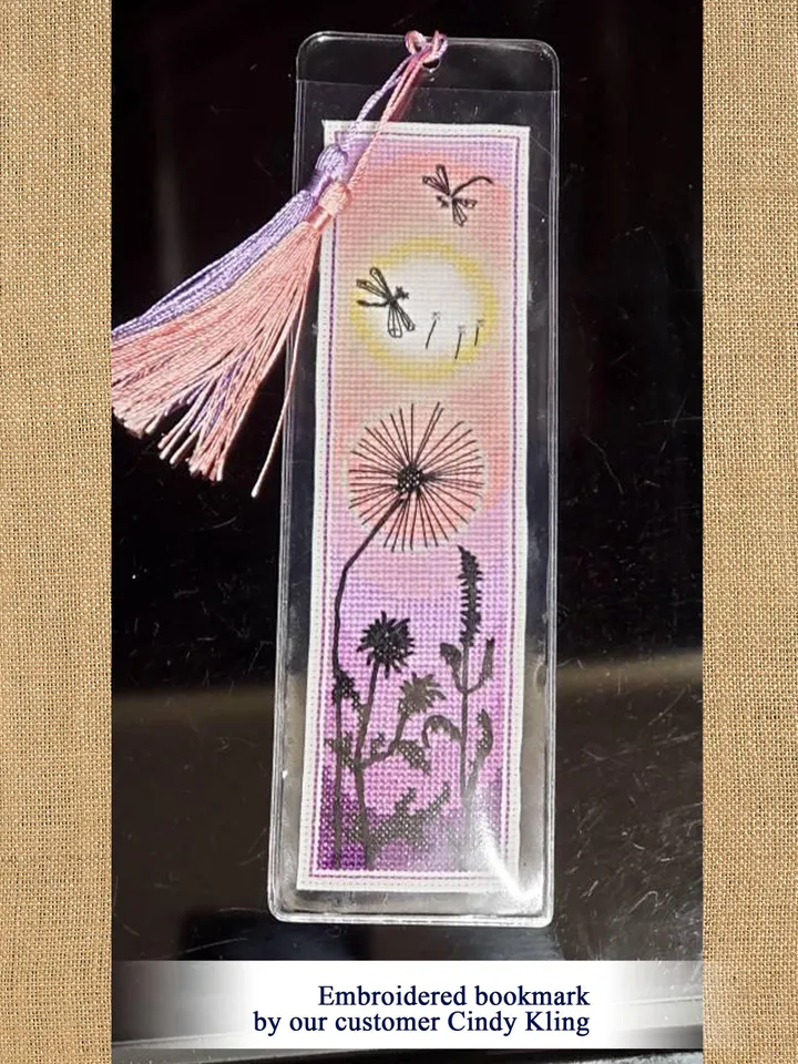 Nature bookmark cross stitch pattern download PDF Handmade bookmark digital, Summer sunset cross stitch chart Floral blackwork pattern #B110