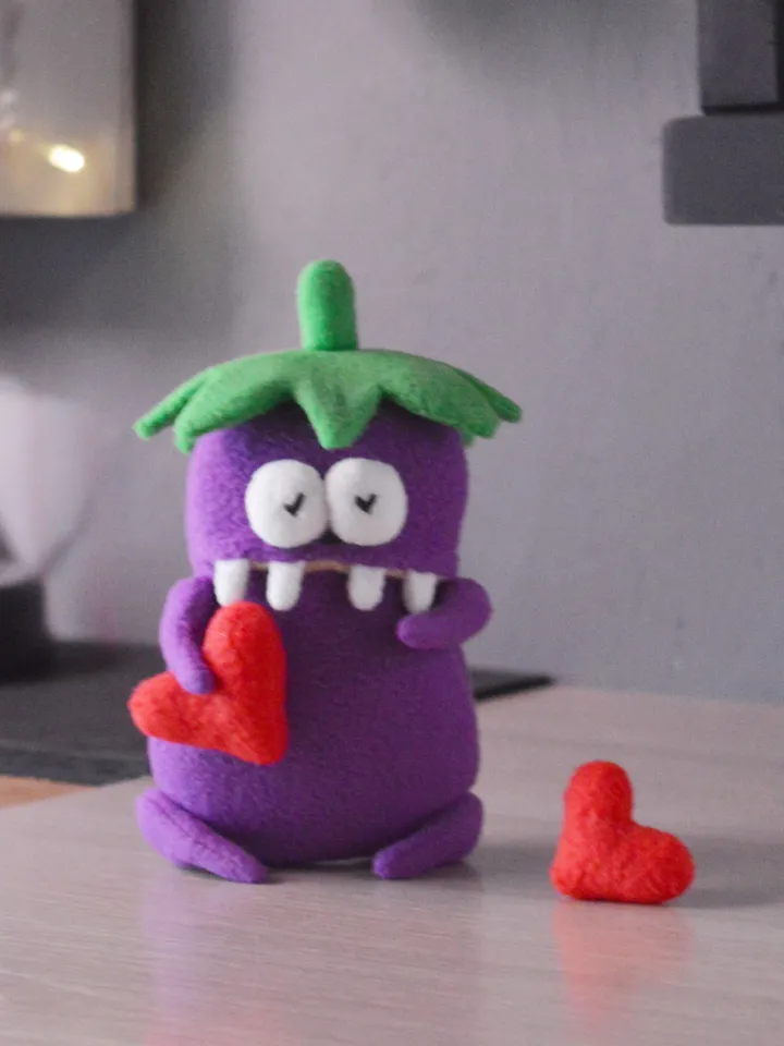 PDF plush sewing pattern β Fleece Eggplant Softie Toy DIY Guide