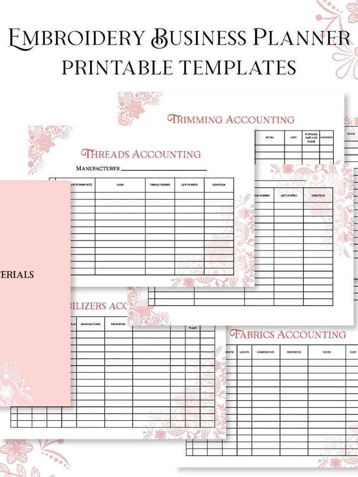 Embroidery and sewing business planner Printable A5 PDF Planner Embroidery Journal planner 49 pages Stickers Template Digital Planner
