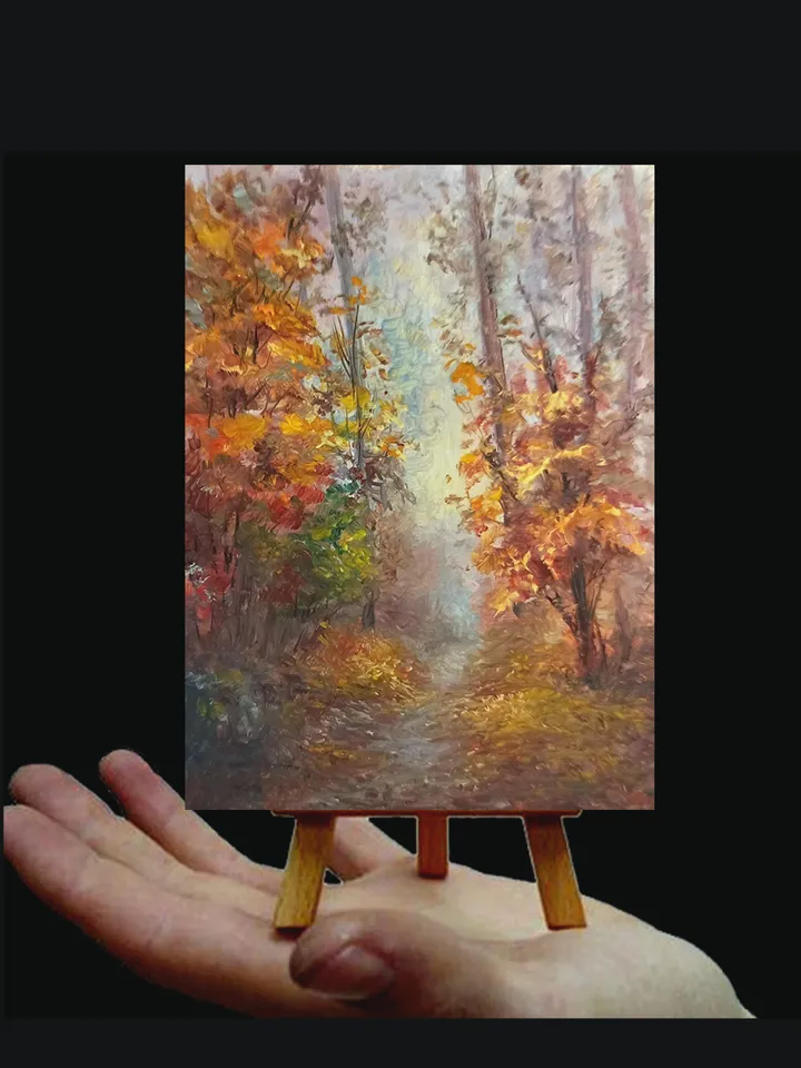 Aceo Fall Wood oil painting