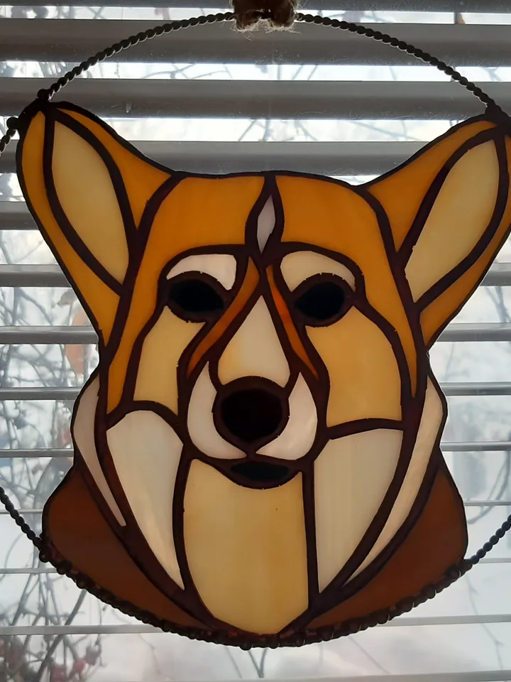 Corgi dog Suncatcher/ Instant Download/ Stained glass pattern template