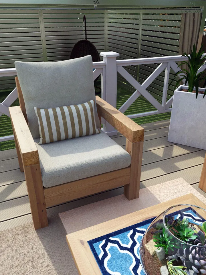 Patio Furniture Plans, Patterns, DIY, Modern Outdoor Sofa, Chair and Coffee Table