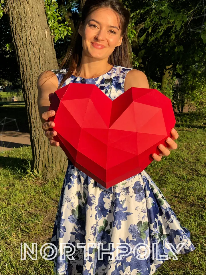 Heart Papercraft, Digital Template, PDF Download, Gurko, 3D Low Poly, Pepakura, DIY Origami Sculpture, DIY Gift, St Valentines Day Decor