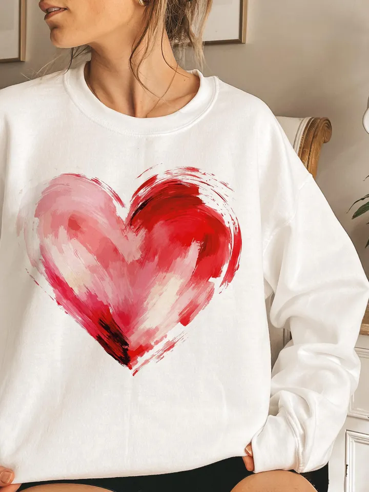 Valentines Day Heart Png, Brushstroke Valentines Png, Retro Valentine Png, Pink, Love Png, Girls Valentine Png, Valentine Shirt Watercolor