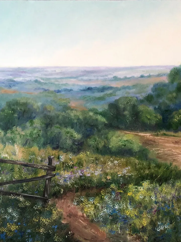 Original Landscape Meadow Oil Painting Field Wall Art Summer Landscape
