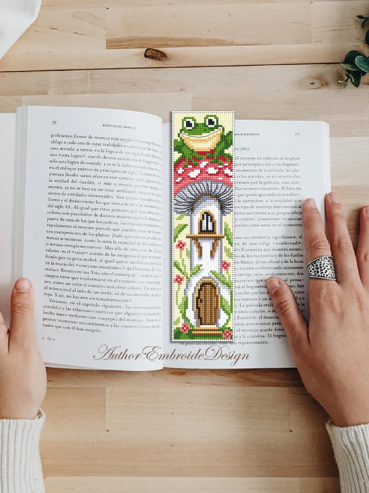 Mushroom bookmark cross stitch pattern PDF download Mushroom cross stitch chart, Funny bookmark pattern digital PDF, Frog cross stitch #B473