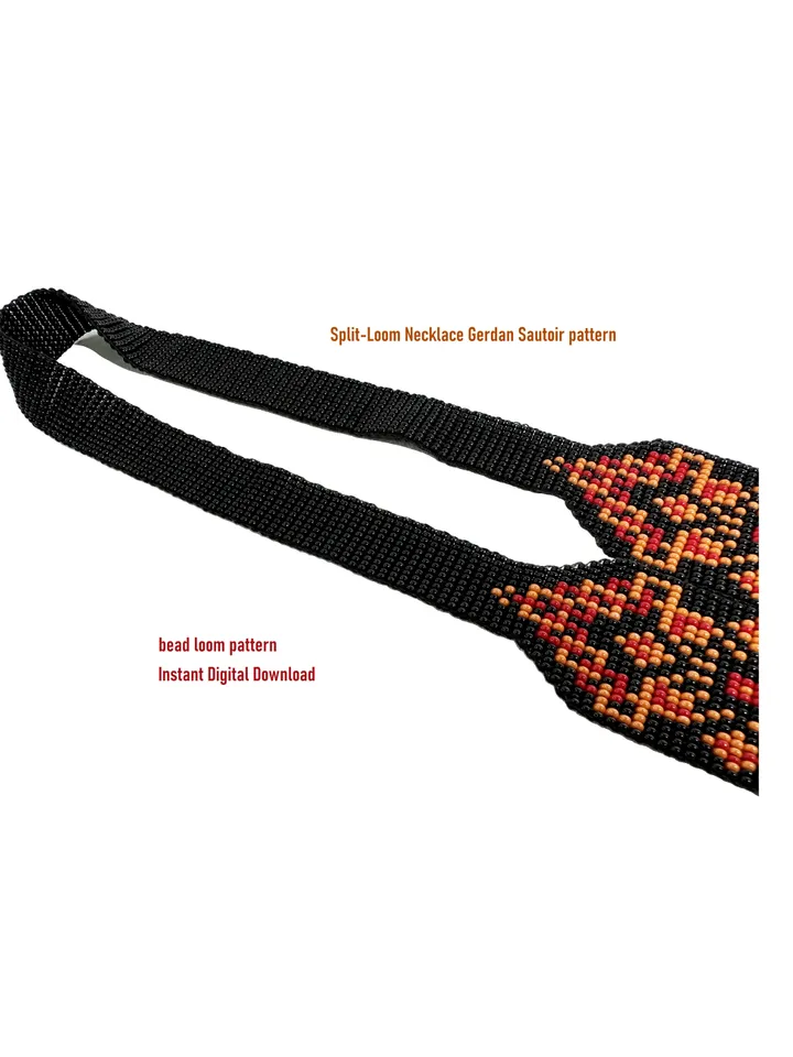 Bead loom patterns, Gerdan-Split-Loom Necklace, Beaded Sautoirs, Beading Loom only Pattern, Instant Download, PDF