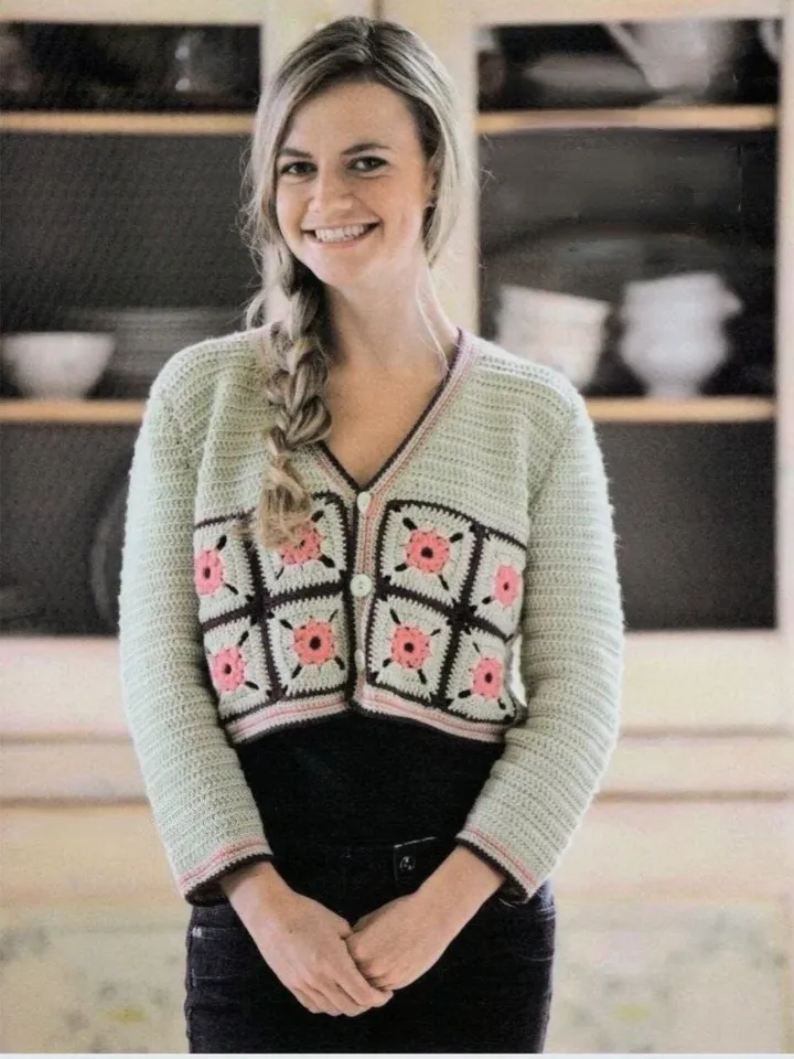Cardigan crochet pattern, cropped cardigan crochet, granny squares cardigan pattern pdf