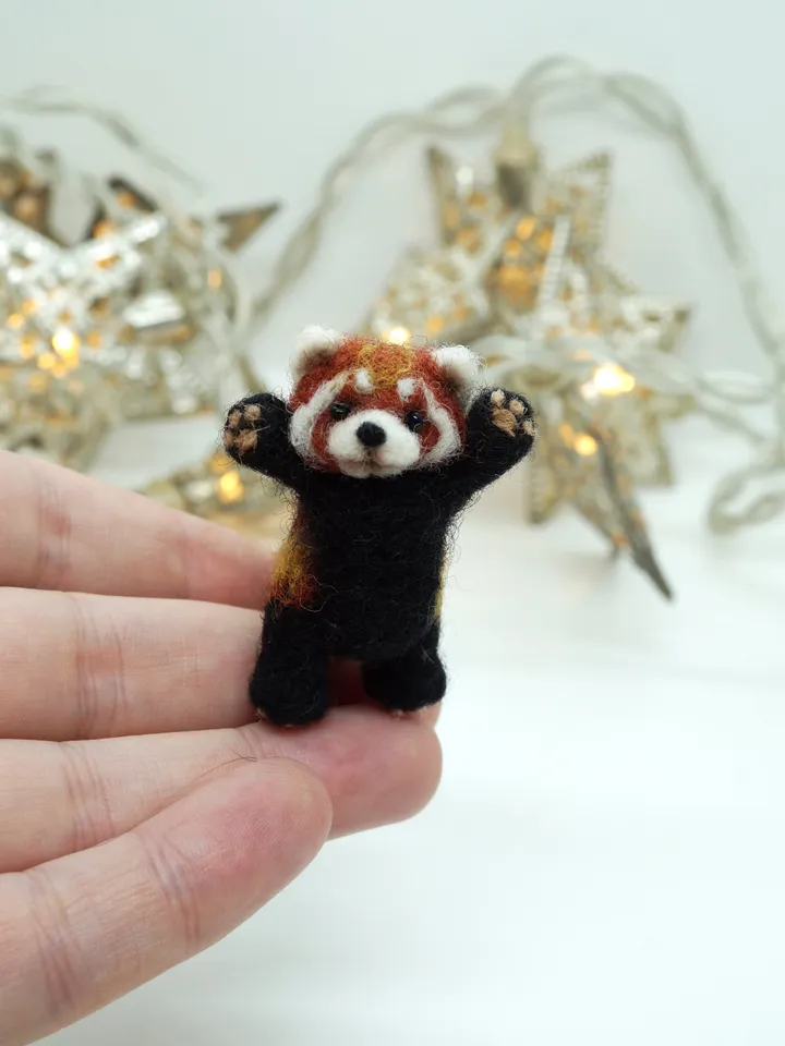 Bao Bei the fire fox, miniature needle felted red panda, made to order