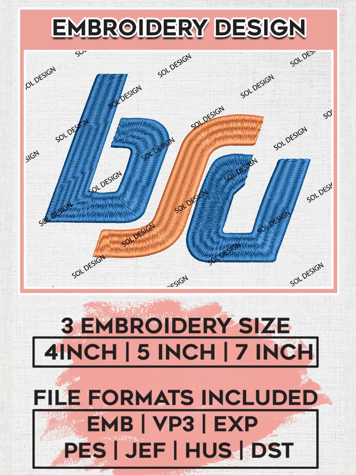 NCAA BSU Broncos College Football Team Logo embroidery designs, NCAA Boise State Broncos Logo Machine embroidery files, NCAA Team Logo embroidery designs, NCAA Game Day Machine embroidery designs, Digital Download