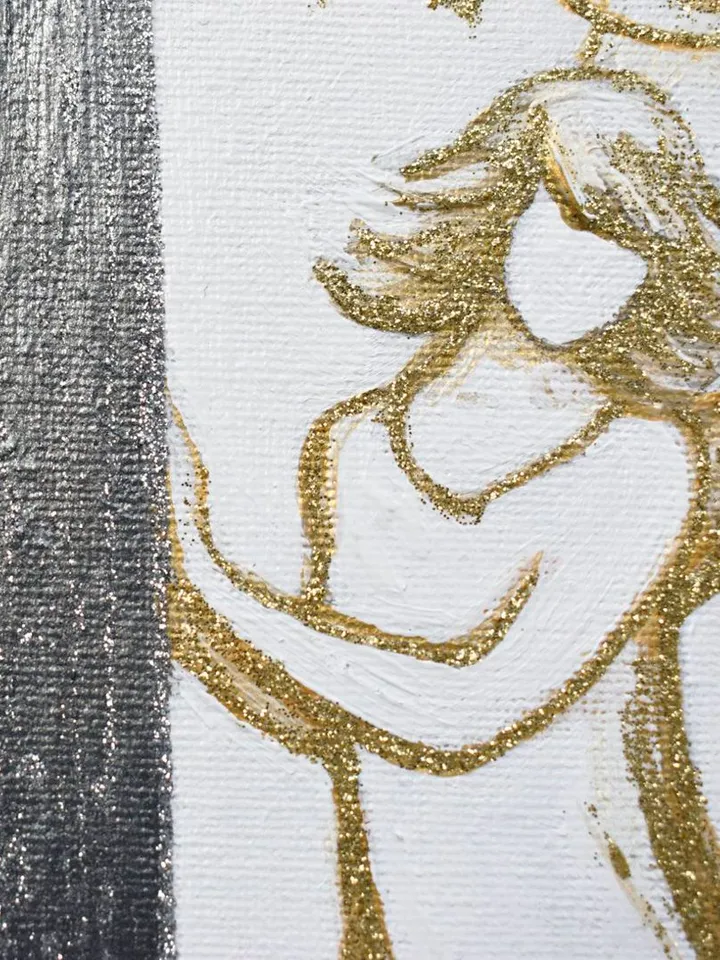 Angel painting Original art Gold and Silver Artwork Gold Angel Wall Art Home Decor