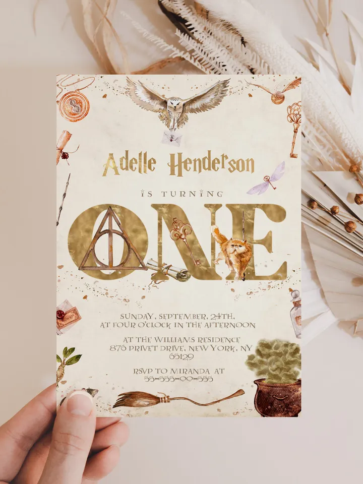 The Chosen One Invitation; Wizard Birthday Party; Magic School 1st Birthday Invitation Template; Editable Wizarding World Invitation; Wms12