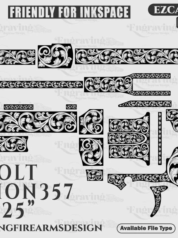 ColtPython 4.25in scroll design svg,lasercut,laserengraving,fiberlaser,engravingfiles,laserpattern,engravingdesign,engravingpattern,metalart
