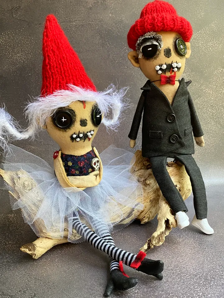Goth christmas . Shelf sitting christmas elf . Halloween . Rag doll . Creepy  dolls . Handmade doll .Gothmas  .