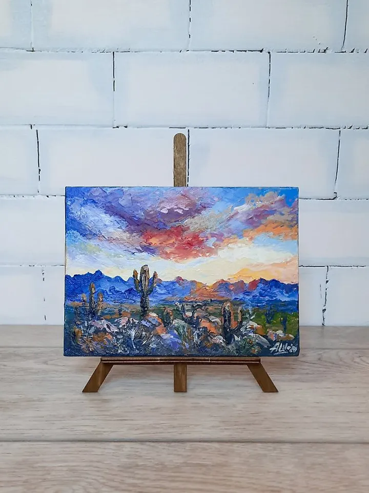 Saguaro cactus art Original acrylic painting Arizona desert painting