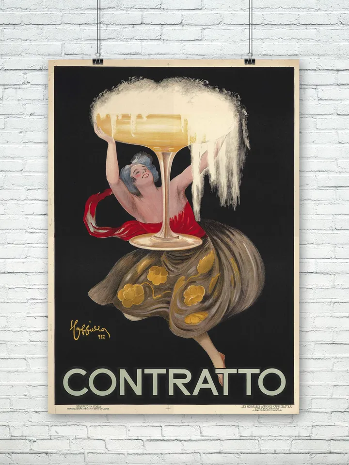 Contratto. Alcoholic drinks vintage poster.