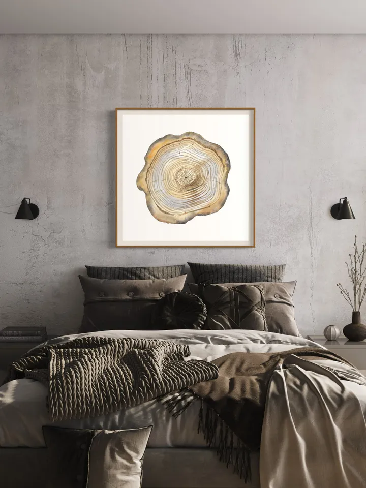Tree Stump Print Tree Ring Watercolor Wall Art Wood Cut Art Forest Decor Tree Ring Painting Scandinavian Print Minimalist Poster Watercolor