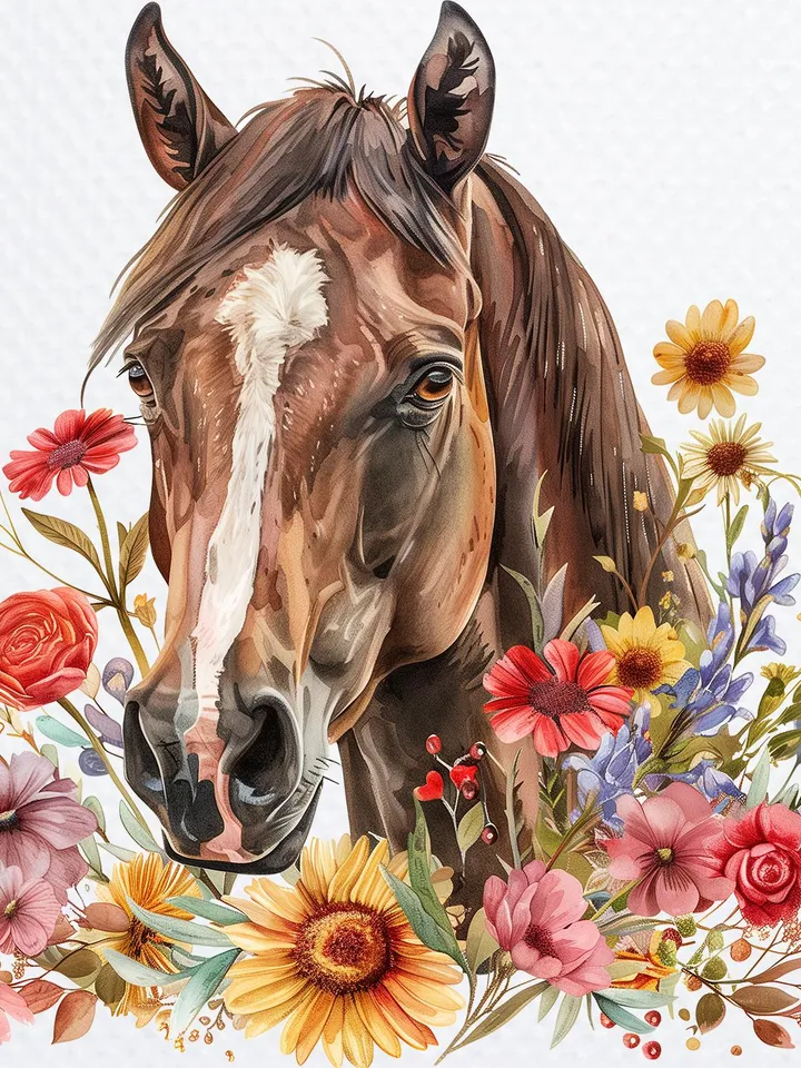 10 Floral Horses PNG bundle, Printable Watercolor Floral Horses Clipart for sublimation, Digital download, junk journals, stickers clip art