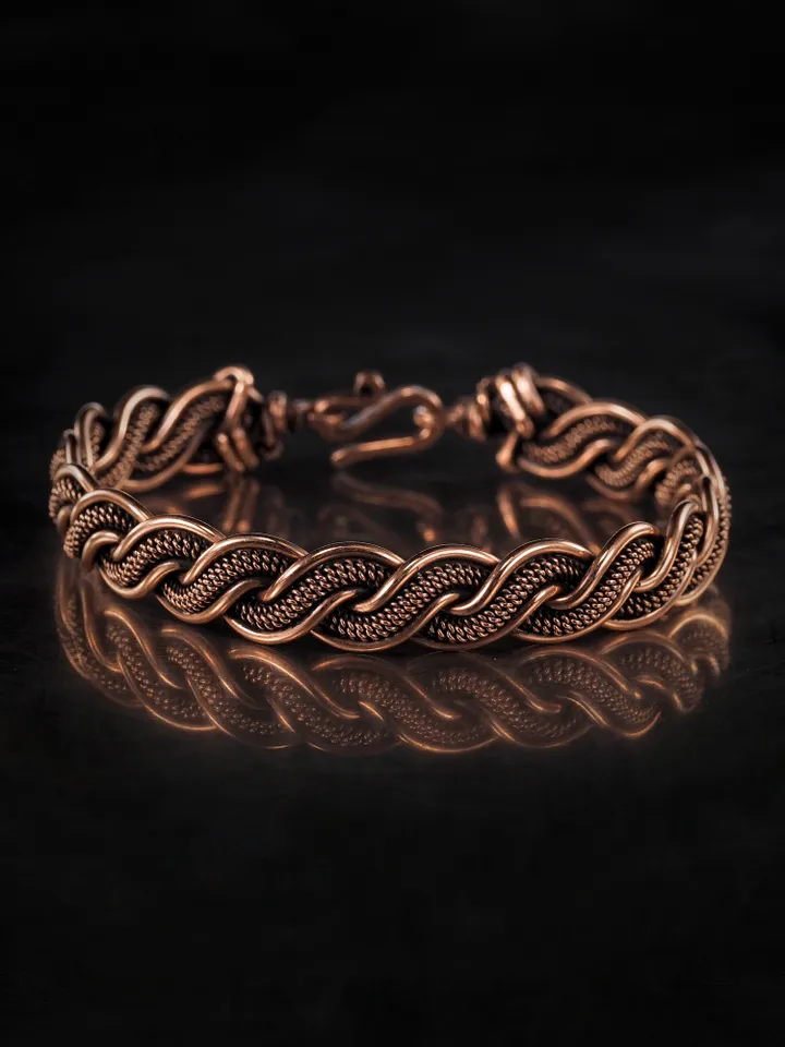 Woven copper wire bracelet Antique style handcrafted copper jewelry Unique gift