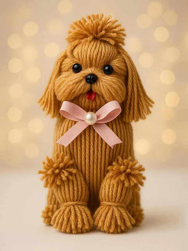 DIY Yarn Dog Pattern, Easy Yarn Craft Tutorial for Adorable Handmade Dog Decoration Figures, Great Gift Idea for Crafters