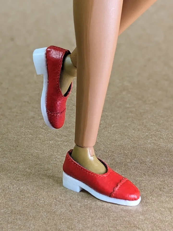 Handmade red & white leather Oxford shoes for 16-inch Integrity dolls (FR16)