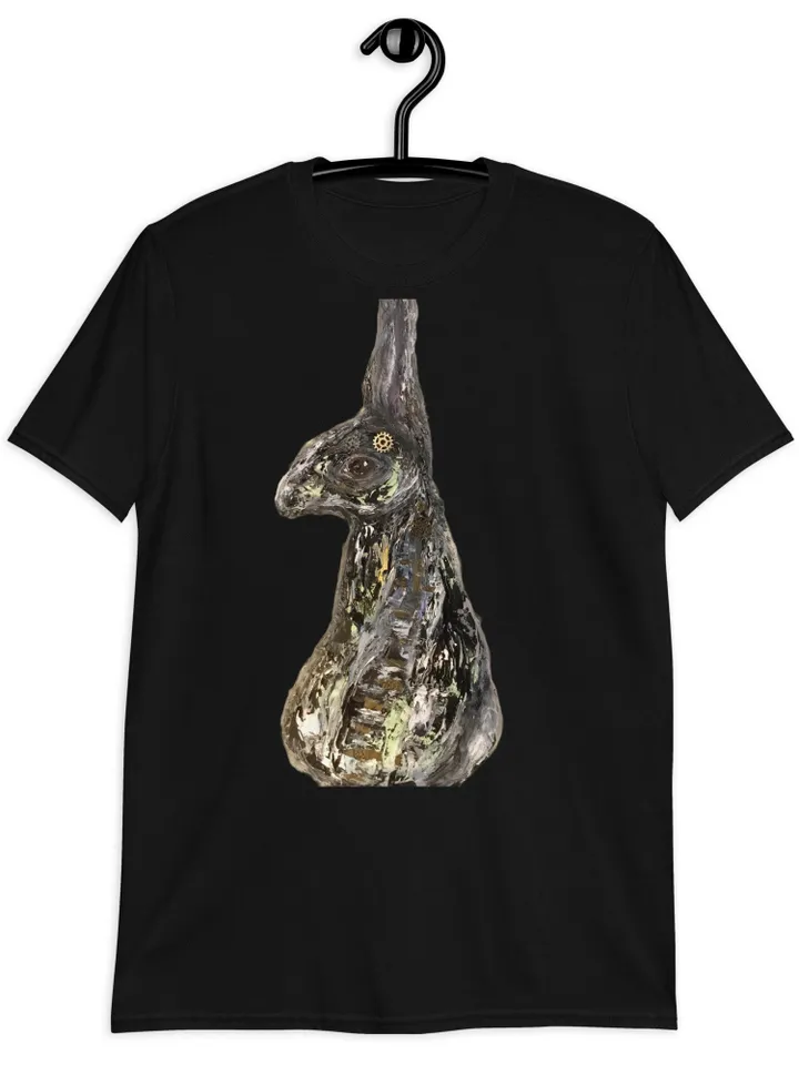 Black Bunny Short-Sleeve Unisex T-Shirt made with my original mix media artwork.