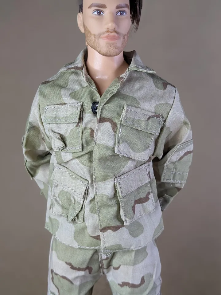 Khaki military-style jacket & pants for fashion male dolls (long sleeve)