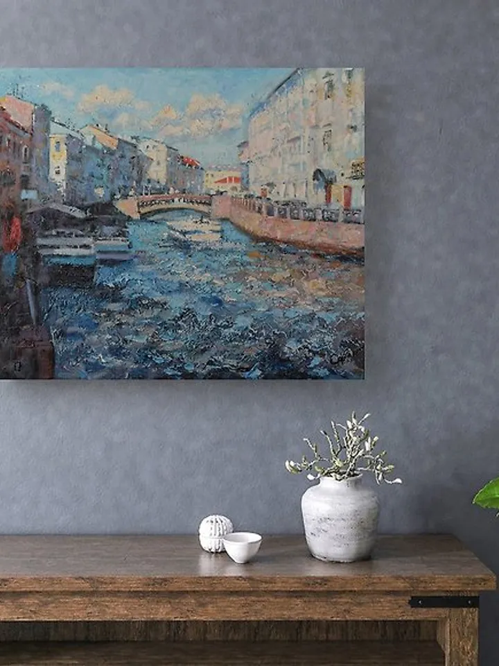 Petersburg Painting Cityscape Original Art City Landscape