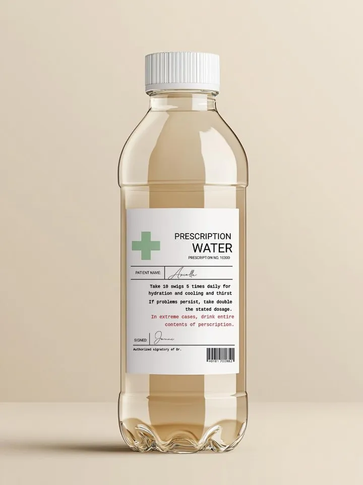 Personalized Prescription water bottle label; Editable & Printable fun novelty gift Birthday, Christmas, gift for her; instant download