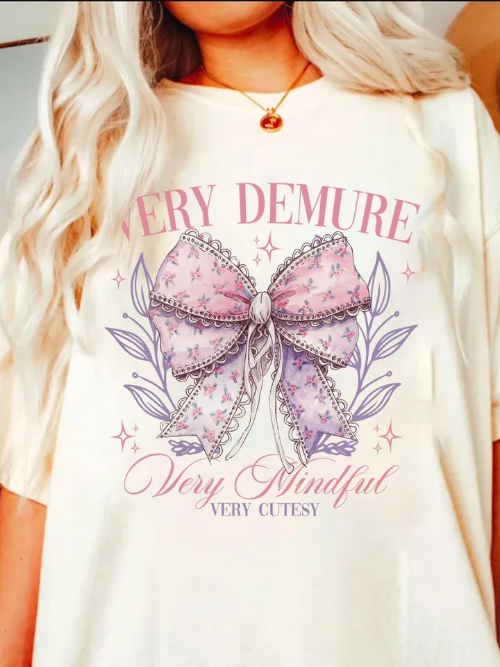 Very Demure PNG, Demure png, Social Club, Very Mindful png, Pink Bow png, Viral shirt, Preppy png, Trendy png, Very Cutesy png, Girly Design