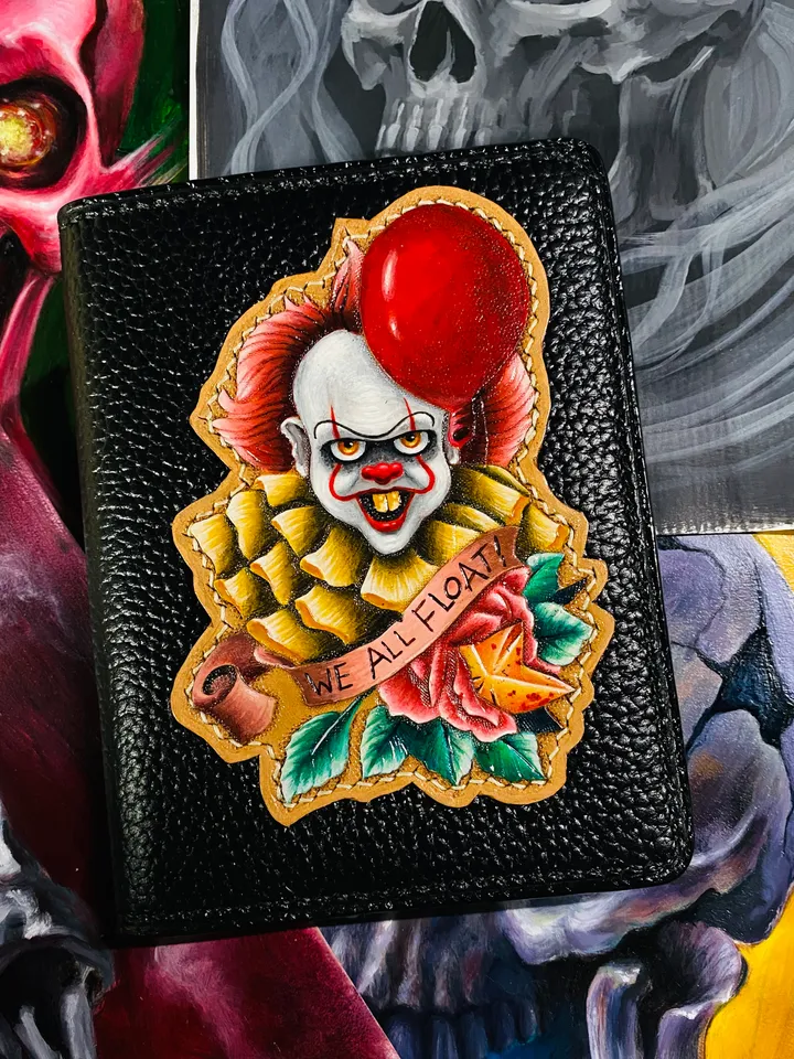 Wallet Genuine brown leather Pennywise The dancing clown original handmade