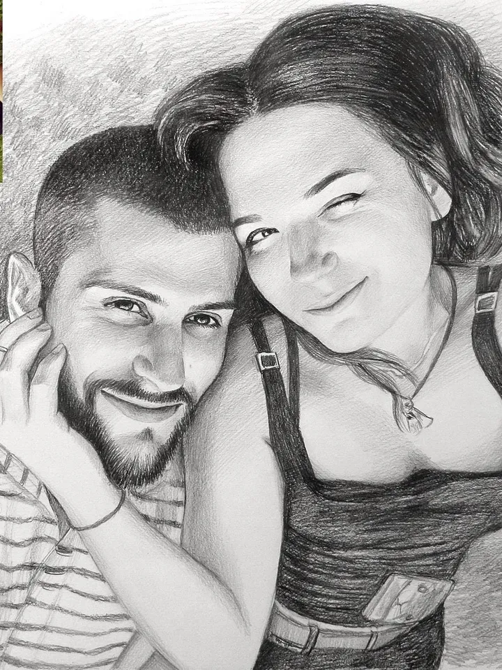 Hand-drawn graphite pencil keepsake for friends, parents, mom, dad | Custom Family Drawing | Realistic pencil portrait to order from a photo