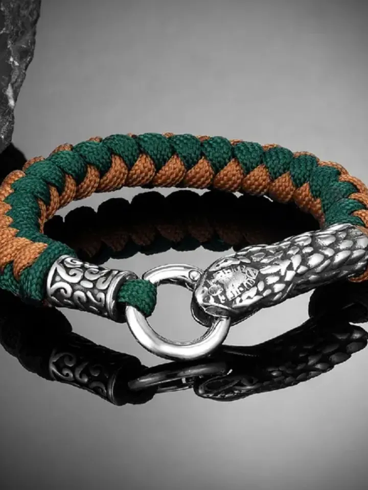 Paracord and stainless steel bracelet Viking Snake