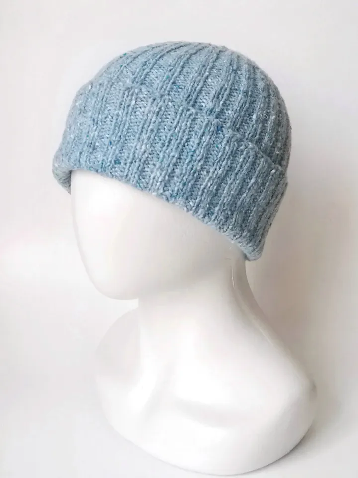 Handcrafted Merino Wool Light Blue Men's Beanies: Ribbed Knit, Seamless Comfort, Thoughtful Design, Exceptional Quality. FREE SHIPPING!