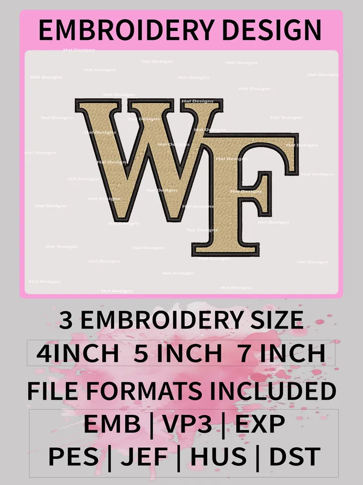 NCAA Wake Forest Demon Deacons Embroidery File, 3 Sizes, 6 Formats, NCAA Machine Embroidery Design, NCAA Logo, NCAA Teams