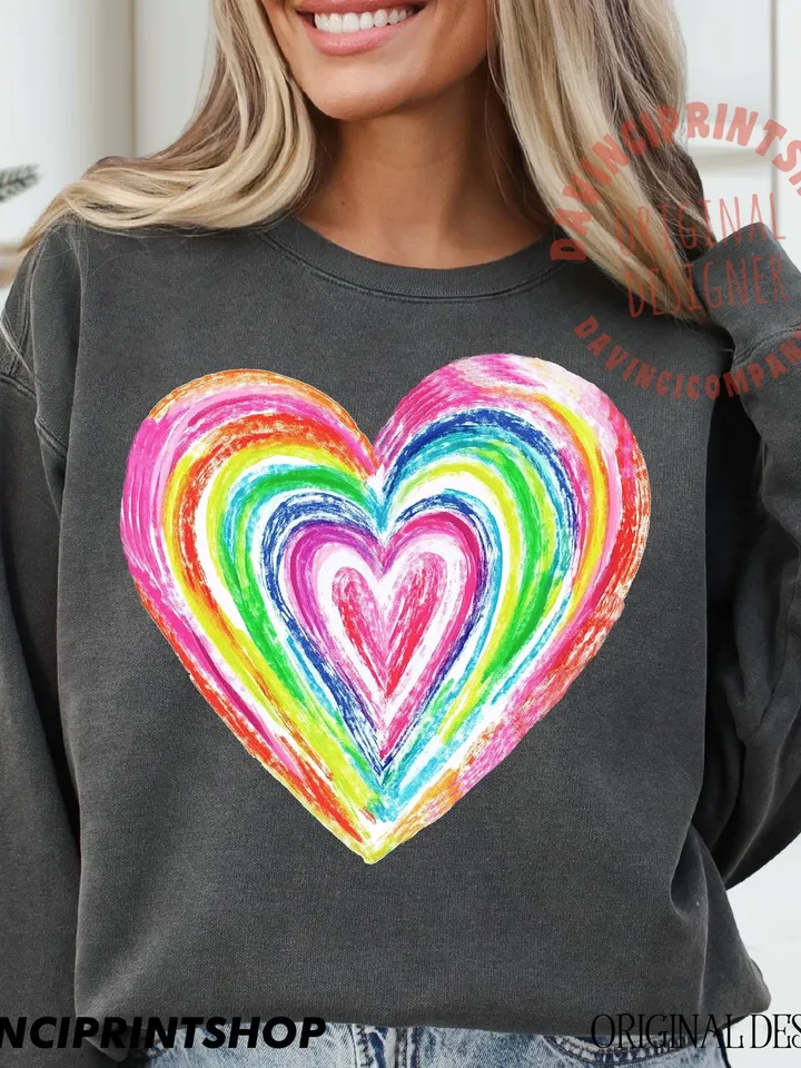 Valentines Day png Sublimation, Valentines heart printable, colorful rainbow heart digital, Valentines love clipart, Happy Valentines day