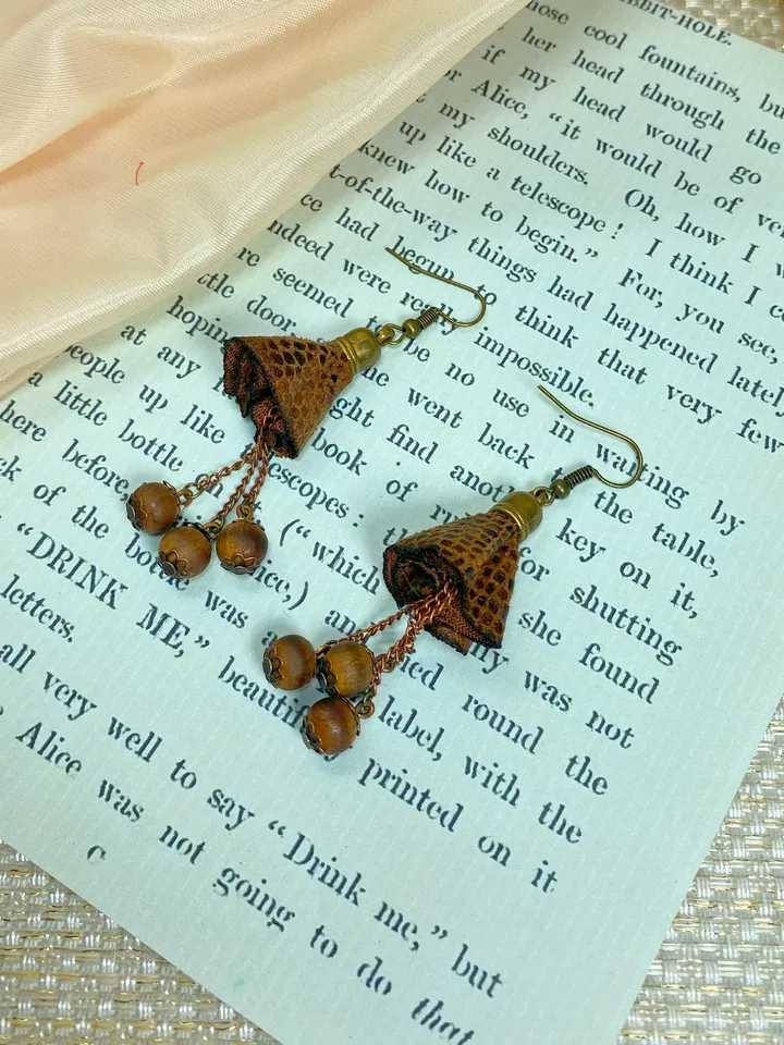 Handmade earrings with wooden beads.